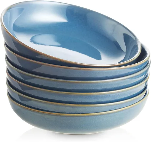 Vista 10 de Selamica Tazones de cerámica para pasta de 7.8 pulgadas, cuencos grandes de porcelana de 26 onzas, aptos para lavavajillas y microondas, juego de 6