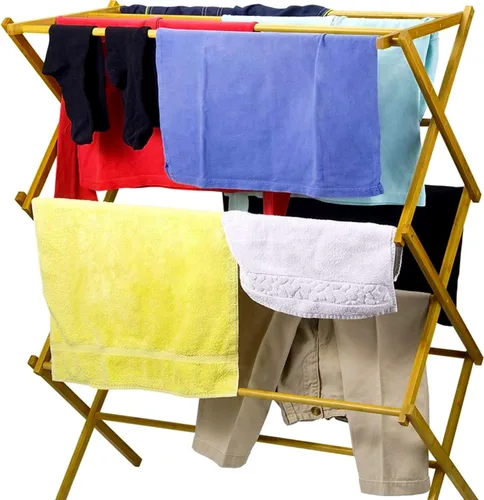 Vista 2 de Home-It rejilla de bambú para secar la ropa de 14 1/2 x 29 1/2 x 41 3/4 pulgadas