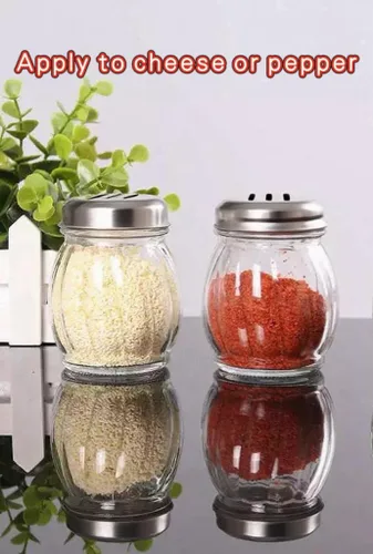 Vista 5 de TOPKITCHEN - Coctelera de queso con remolino de vidrio de 6 onzas, pimentero rojo triturado con tapa ranurada de acero inoxidable