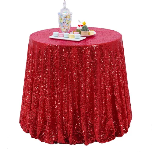 Vista 45 de Mantel de lentejuelas color azul bebé de 50" Cubierta de mesa con purpurina redonda color azul claro de lentejuelas metálicas Sobremanteles de mesa
