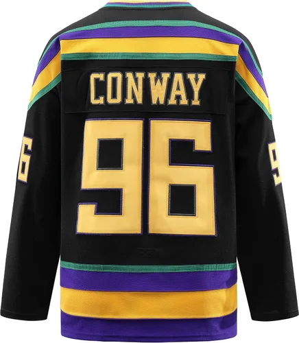 Vista 2 de Mighty Ducks Jersey, 96 Conway Jersey, 66 Bombay 33 Goldberg 99 Banks Jersey, camiseta de hockey sobre hielo de película, broidery y costuras