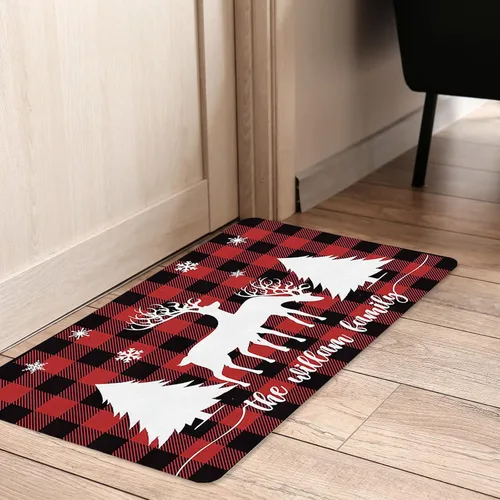Vista 5 de Tapete de Navidad personalizado para exteriores, tapete de bienvenida personalizado con nombre, tapete de Navidad antideslizante personalizado
