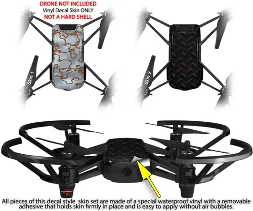 Vista 2 de Skin Decal Wrap 2 Pack Compatible with DJI Ryze Tello Rusted Metal Drone NOT Included