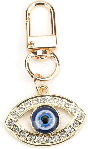 Vista 7 de Evil Eye Keychain,Evil Eye Bag Charm for Protection & Good Luck,Christmas Halloween Birthday Gift for Women Men Oro