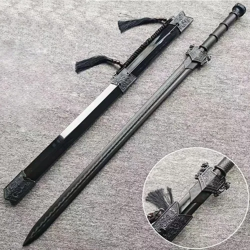 Vista 5 de High Strength Polypropylen Plastic Sword Ancient Style Embroidery Spring Sword with Sheath for Practice and Training