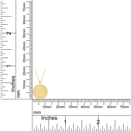 Vista 5 de AFFY Collar con dije de moneda de mal de ojo en oro de 14 quilates sobre plata esterlina para mujer con cadena de cuerda de 18 pulgadas