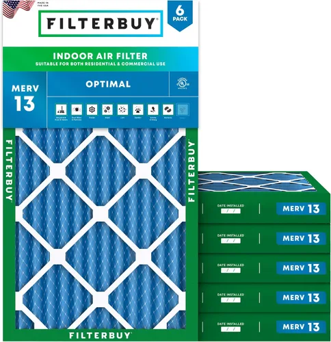 Vista 13 de Filterbuy Filtro de aire MERV 13 de 8 x 14 x 1 pulgadas para defensa óptima contra el humo y la alergia (paquete de 6), repuesto de filtros