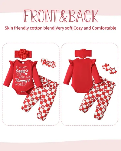 Vista 9 de SUNNY PIGGY Ropa para bebé recién nacida, con volantes, mameluco de algodón floral, conjunto de pantalones de algodón para niñas