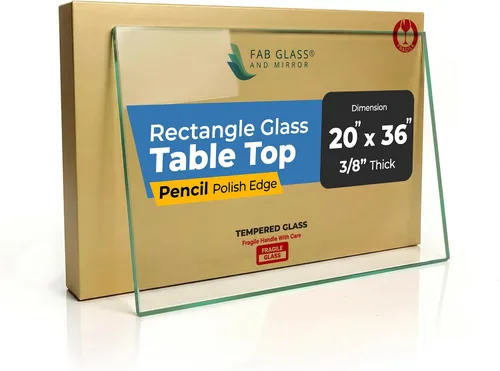 Vista 24 de Mesa rectangular transparente de vidrio templado de 16 x 30 pulgadas, borde pulido de lápiz de 3/8 pulgadas de grosor, resistente a los arañazos