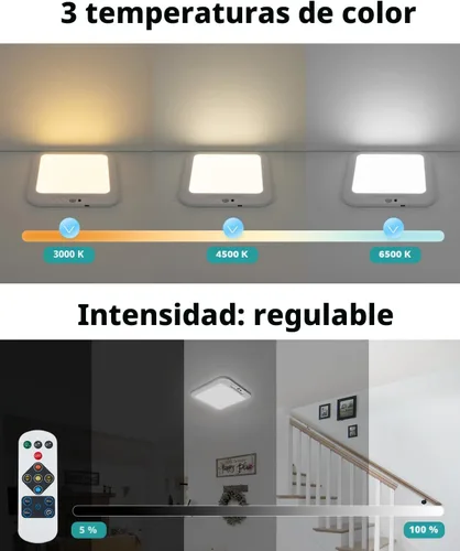 Vista 6 de wowatt: lámpara de techo recargable operada por batería, luz de sensor de movimiento para interiores, lámpara de ducha inalámbrica con mando a