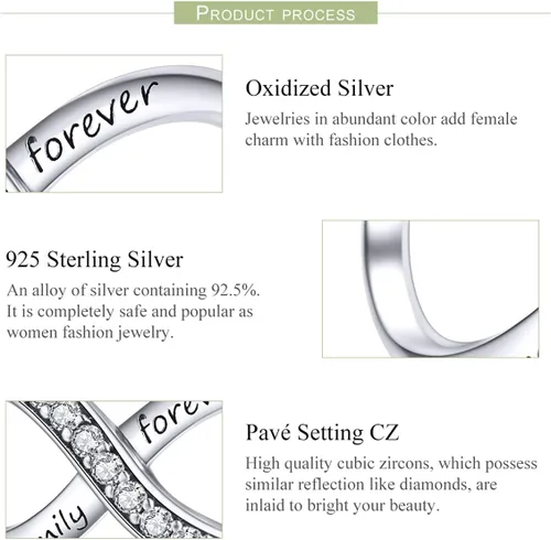 Vista 34 de Abalorios de plata de ley para pulseras, collares, familia para siempre, circonita cúbica, regalo de joyería para mujeres