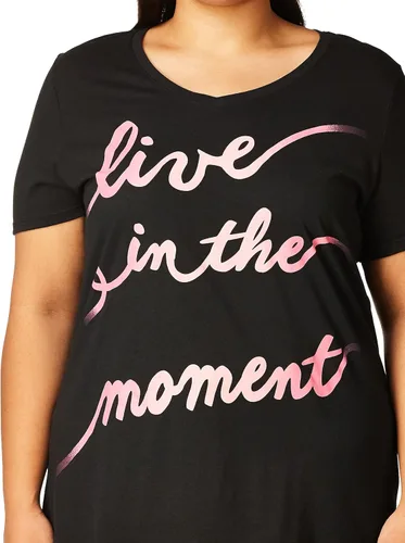 Vista 3 de Just My Size - Camiseta de manga corta y cuello en V con estampado para mujer, tallas extragrandes