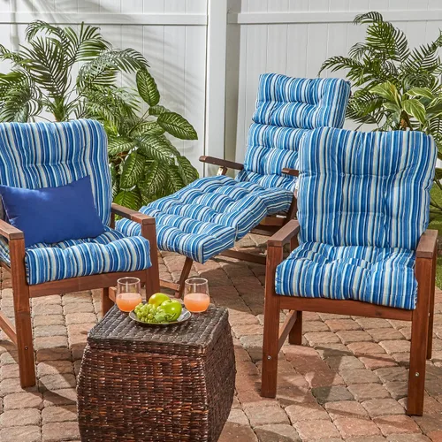 Vista 101 de Greendale Home Fashions Juego de 2 cojines de asiento y respaldo para exteriores, diseño Adobe Stripe 2