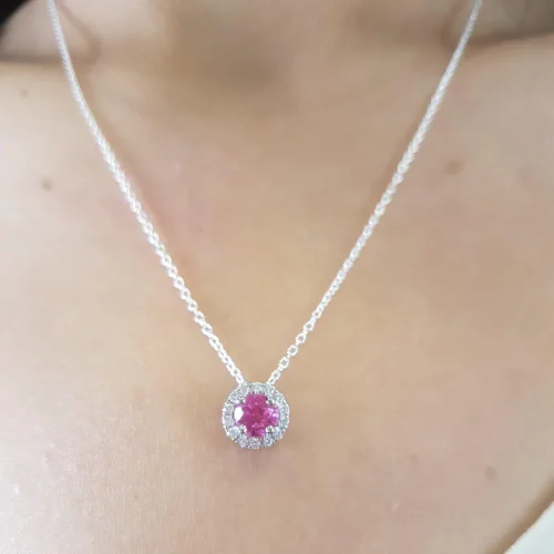Vista 5 de Dazzlingrock Collection - Colgante redondo con halo de diamantes blancos (14 K, 0.217in), oro blanco