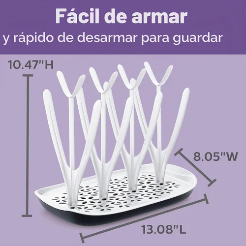 Vista 3 de Philips Avent - Estante de secado para biberones, color blanco Fits 8 Bottles, Nipples & Accessories, Flexible Adjustable Design, Detachable Drip