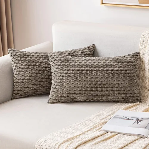 Vista 52 de MIULEE - Juego de 2 fundas decorativas cuadradas para cojines, de pana suave y con estilo campestre bohemio a rayas para decorar hogar, sofá, cama