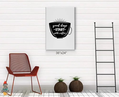 Vista 4 de HB Art Design Good Days Start with Coffee Black and White Mug Canvas Print Wall Art Coffee Bar Decor Coffee Signs Kitchen Wall Decor Dining Room