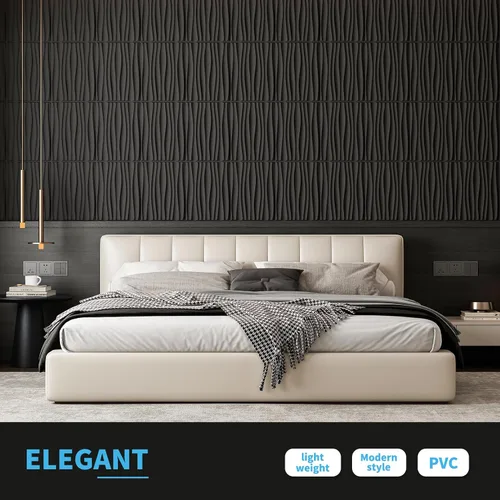 Vista 2 de Art3d - 24 paquetes de paneles de pared 3D para decoración interior del hogar, paneles de acento de pared texturizados ondulados de PVC para sala