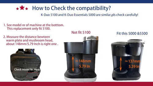 Vista 5 de Jarra de vidrio de repuesto compatible con Keurig K-Duo Essentials 5000 y 5500 y K-DUO Generation2 5600 - Repuesto de cafetera de repuesto,