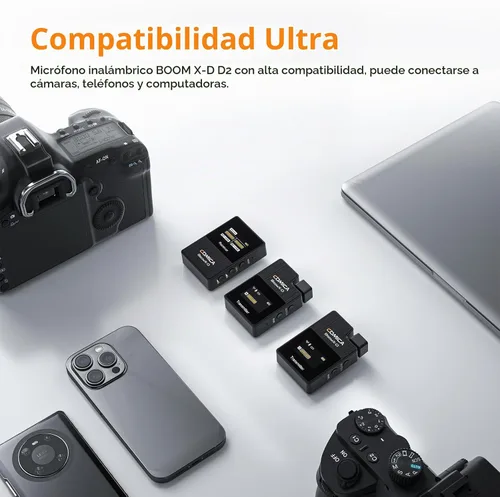 Vista 2 de COMICA BoomX-D2 Micrófono Lavalier inalámbrico dual para iPhone y cámara