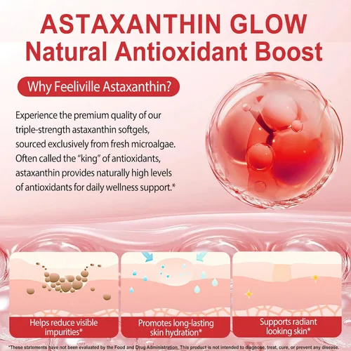 Vista 7 de VOFANK Astaxantina 12 mg, suplementos de astaxantina premium con actividad antioxidante, apoya los ojos, las articulaciones, el sistema