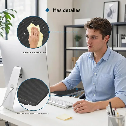 Vista 4 de BONTEC Ergonomic Desk Extender Tray, 9.5"x9.1" Wrist Rest Shelf Negro