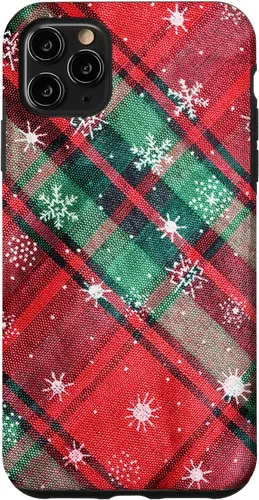 Vista 13 de Green Red Christmas Plaid Winter Snowflakes Case for iPhone 16