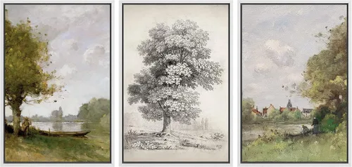 Vista 8 de Ashbrook Set de Arte de Pared en Lienzo Enmarcado, Naturaleza, Horizonte de Playa Nebulosa, Ilustraciones de Área Silvestre, Bellas Artes, Paisaje