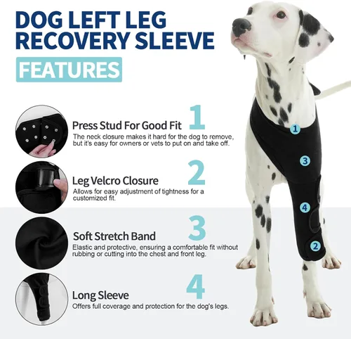 Vista 2 de ROZKITCH Traje de recuperación para perros para piernas delanteras izquierdas, traje de cirugía transpirable para perro, antilamer, alternativa