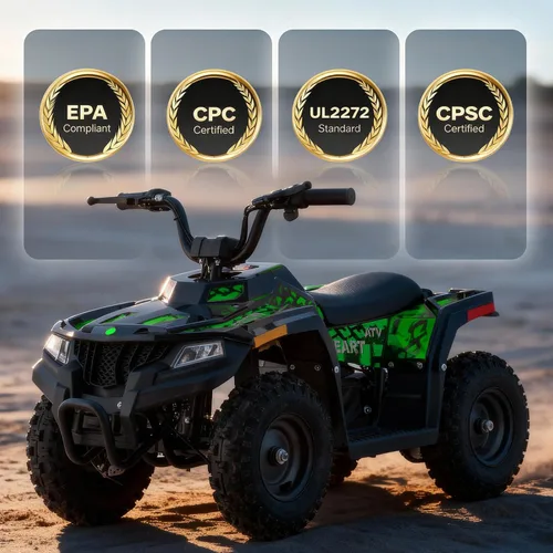 Vista 2 de Hover Heart ATV eléctrico, 36V eléctrico 4 ruedas para niños, verde Verde flúor