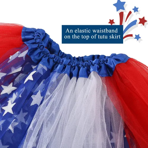 Vista 3 de 4th of July Tutu Tulle Skirt for Girls Women, Red White Blue Tutu Skirt Kids Adult Independence Day Patriotic Costume Unisex