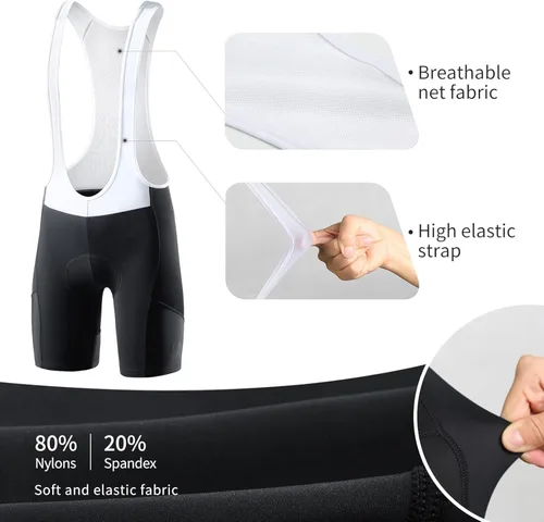 Vista 3 de Santic Pantalones cortos de ciclismo para hombre, acolchado 4D, transpirable, para ciclismo de carretera, ciclismo, ciclismo, ciclismo, gel de viaje