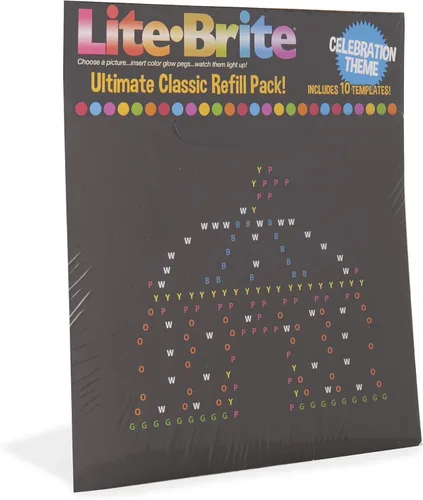 Vista 2 de Lite Brite Ultimate Classic - Paquete de recambio – Tema de celebración – 10 plantillas reutilizables – Exclusivo de Amazon, negro