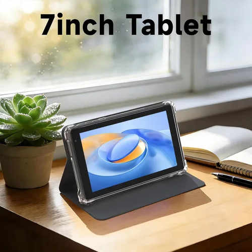 Vista 2 de WUIUHOU Tablet Android 14 de 7 pulgadas, tablet con funda, 8 GB de RAM (3 GB+5 GB extendido) y 32 GB de ROM, batería de 3000 mAh, cámara doble
