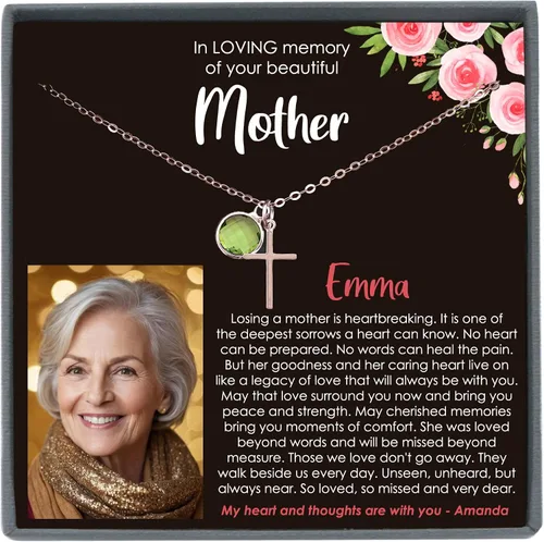 Vista 51 de Be Wished Regalos de condolencias por la pérdida de la madre, regalos conmemorativos llenos de oro para la pérdida de mamá, regalos de duelo, collar