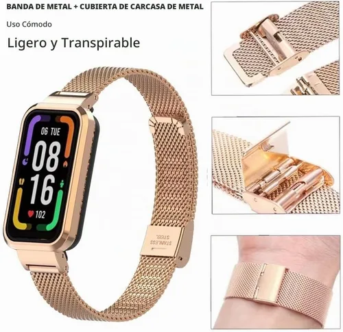Vista 5 de Correa compatible con Xiaomi Redmi Smart Band Pro, Redmi Smart Band Pro de acero inoxidable, correas de repuesto de metal, accesorios para Xiaomi
