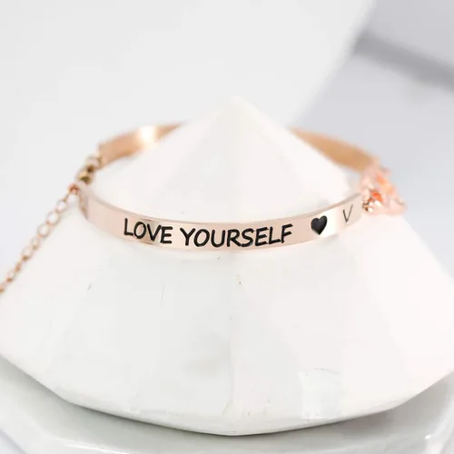 Vista 3 de G-Ahora Kpop BT Bangtan Boys Bracelet to Love Yourself Army Never Mind Charm Bracelet Inspirational Gift BT Lover Fans Jewelry Gift for BT Fans Girl