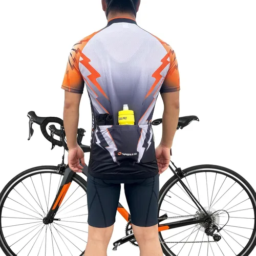 Vista 3 de sponeed - Jerséis de ciclismo para hombre, tops, camisas de ciclismo, manga corta, atuendo de ciclismo, chaqueta de ciclismo de cierre completo