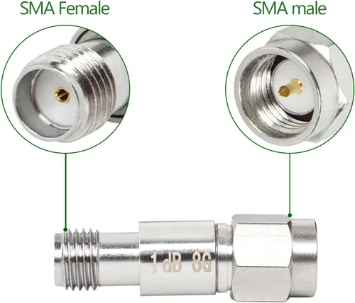 Vista 2 de XRDS -RF Atenuador coaxial RF macho a SMA hembra SMA, CC a 8 GHz, 50Ohm, 2W, 1dB atenuador constante (2PCS)