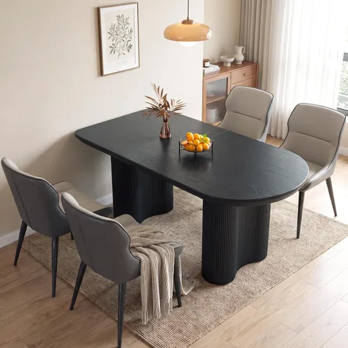 Vista 24 de Guyii Juego de mesa de comedor con 6 sillas, juego de mesa de cocina moderno, mesa de comedor interior para cocina, bar, sala de estar, rincón