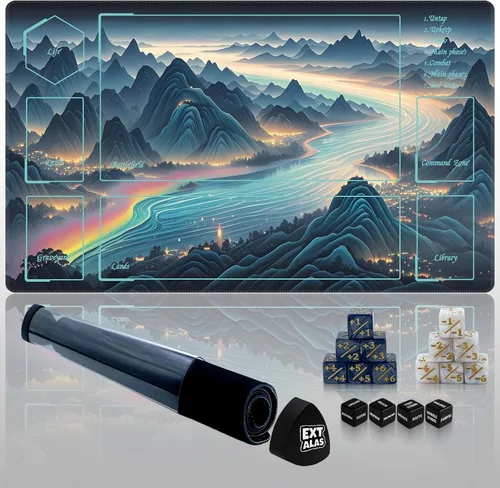 Vista 30 de Tapete MTG TCG -Incluye tubo de almacenamiento y 7 dados-¡Experimenta calidad de primer nivel y alfombrilla impermeable y antideslizante con bloqueo