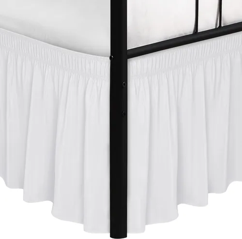 Vista 21 de Biscaynebay Faldas de cama envolventes con esquinas divididas para camas Twin/Twin XL de 15 pulgadas de caída, volantes de polvo elásticos Negro