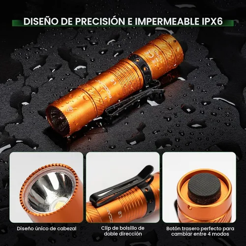 Vista 7 de Linternas Recargables 1200 Lúmenes Linterna EDC, Linterna de Bolsillo AA de Alto Lúmenes con Clip, Linternas Pequeñas Súper Brillantes, 4 Modos