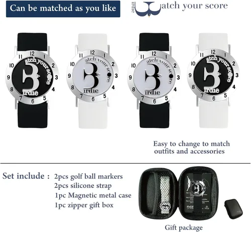 Vista 5 de Marcador de pelota de golf con pulsera de contador de trazos de golf, marcador de pelota Birdie, accesorios de golf para hombres y mujeres, regalos