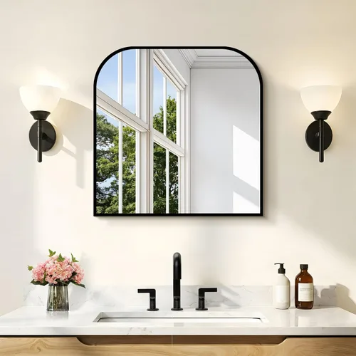Vista 16 de COFENY Espejo de baño, espejo rectangular negro de 16 x 24 pulgadas para montar en la pared con marco delgado, espejos de tocador de baño para sobre