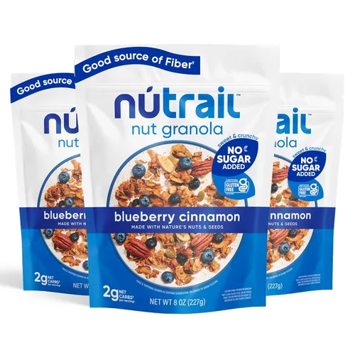 Vista 11 de Low Karb Keto Blueberry Nut - Granola saludable para desayuno, cereal, snacks y comida saludable, 0.1 onzas (3g) de carbohidratos netos, almendras