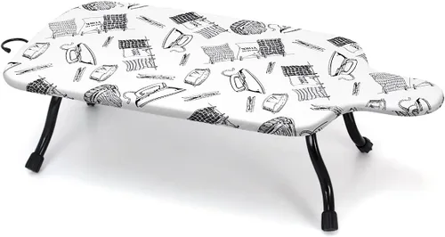 Vista 9 de Duwee Tabla de planchar de mesa de 15 x 30 pulgadas extra ancha con cubierta resistente al calor, almohadilla de fieltro y espuma de doble capa