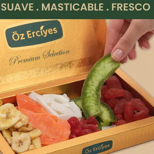 Vista 5 de Surtido de frutas secas mixtas: mango, plátano, cereza, coco, pomelo y fresa, aperitivo de frutas secas premium, caja de regalo de mezcla de frutas