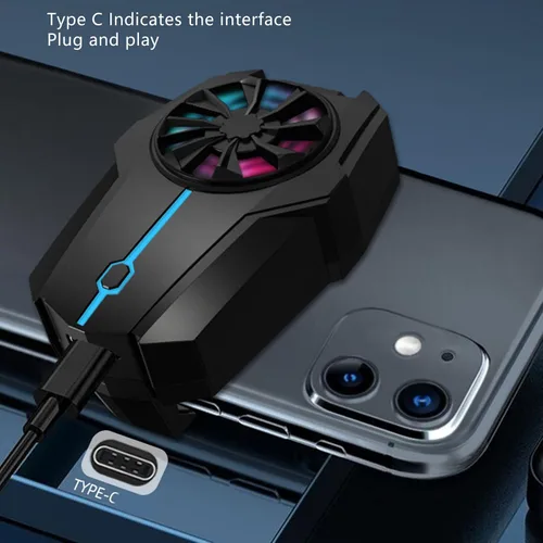 Vista 5 de Jectse Phone Cooler, Cell Phone Cooling Fan Cell Phone Radiator with 3 Wind Speeds, Super Silent Mobile Phone Radiator Case for Live Streaming