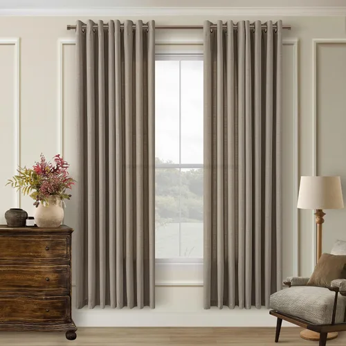 Vista 25 de Cortinas de avena con ojales DUKIYO de 96 pulgadas de largo para sala de estar, comedor, juego de 2 paneles, cortinas de arena y beige